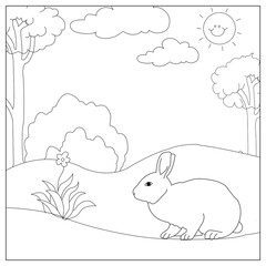 Rabbit coloring page vector