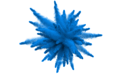 Explosion of blue powder on a transparent background. Holi colour