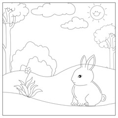 Rabbit coloring page vector