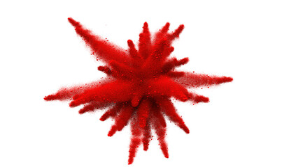 Explosion of red powder on a transparent background