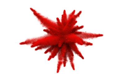Explosion of red powder on a transparent background