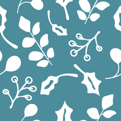 Elegant flower and leaf vector repeat pattern