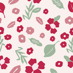 Flower and leaf viva magenta repeat pattern
