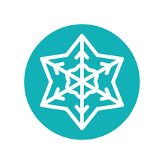 Snowflake color line icon. Geometric ornament. Festive decoration.