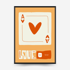 Modern Valentine's day vertical flyer or poster template. Love hand drawn trendy illustration.