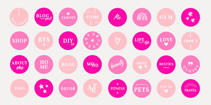 Lifestyle Social Media Text Style Icon Set For IG Stories. Modern Set For Business, Bloggers, Marketing, Branding. Highlight Covers, Minimalist Highlights for Instagram