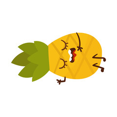 Cute Cartoon Emotional Pineapple character stickers on white background	