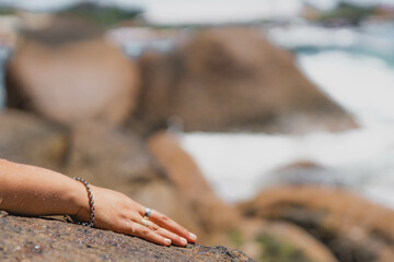 elegant and delicate hands of a woman. detail without stress