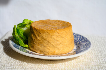 Cheese collection, piece of smoked Spanish goat cheese