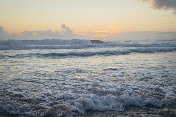 ocean at sunset. the concept of rest and solitude. texture of ocean waves