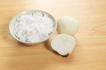 coconut squash and grated coconut.