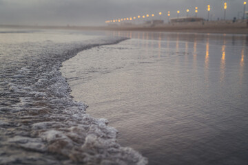 sea waves on the beach. the concept of loneliness. clean sea sand and ocean waves