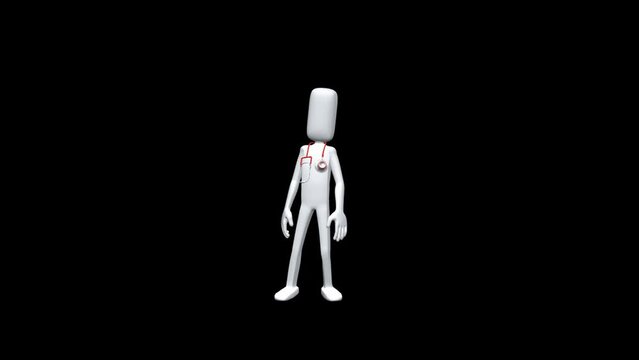 Puppet Doctor Transparent Alpha Video 3D Animation