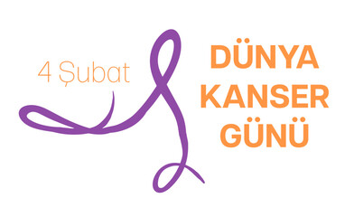 4 Şubat Dünya Kanser Günü template design. Text translate: February 4 World Cancer Day