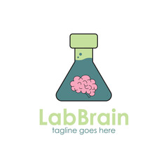 Lab Brain Logo Design Template with Brain and lab icon, Perfect for business, company, app, technology, mobile, etc