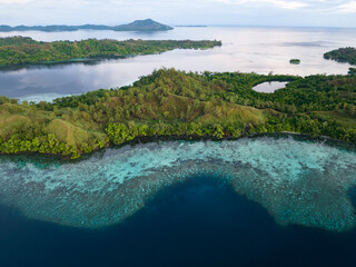 Coral reefs fringe convoluted, tropical islands found in a remote part of the Solomon Islands. This...