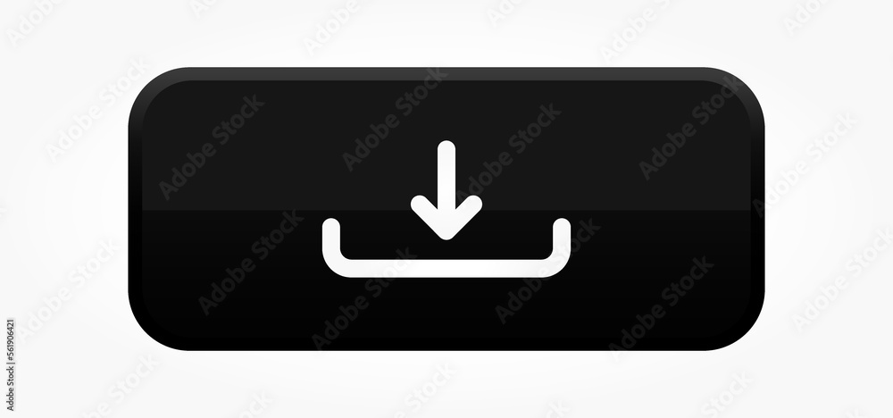 Poster 3d blue download button icon. upload icon. down arrow bottom side symbol. click here button. save cl