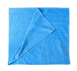 Blue terry towel isolated on white background