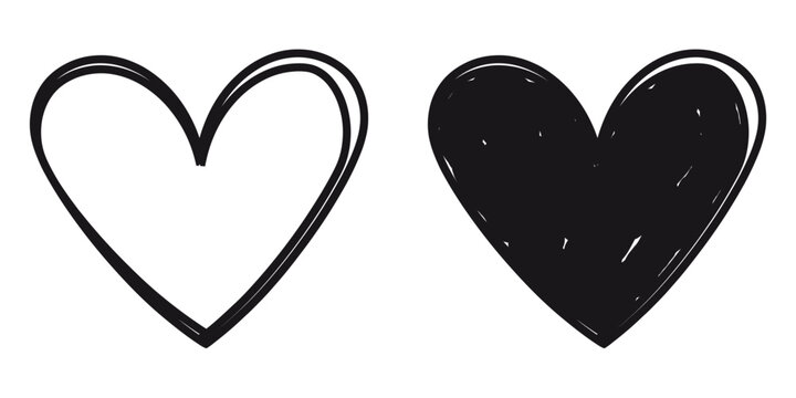 ofvs306 OutlineFilledVectorSign ofvs - hand drawn heart vector icon . doodle element . love, romance . isolated transparent . black outline and filled version . AI 10 / EPS 10 / PNG . g11646
