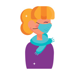 Isolated cute female character avatar with mask and scarf Vector