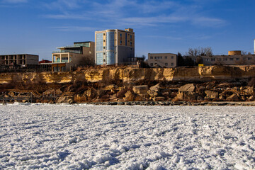 city, building, sky, architecture, construction, town, urban, house, winter, landscape, industry, site, snow, blue, industrial, old, apartment, factory, buildings, new, exterior, houses, russia, outdo