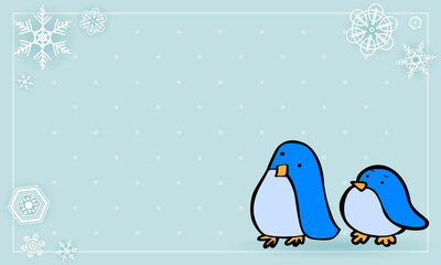 可愛いペンギンのイラスト　雪背景
