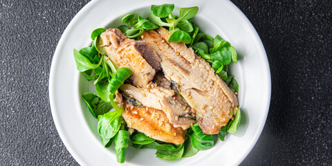 sardine salad vegetable dish meal food snack on the table copy space food background rustic top view