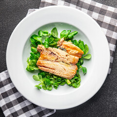 sardine salad vegetable dish meal food snack on the table copy space food background rustic top view