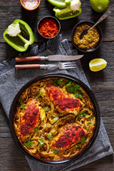 Cheesy Salsa Verde Chicken in dish, top view