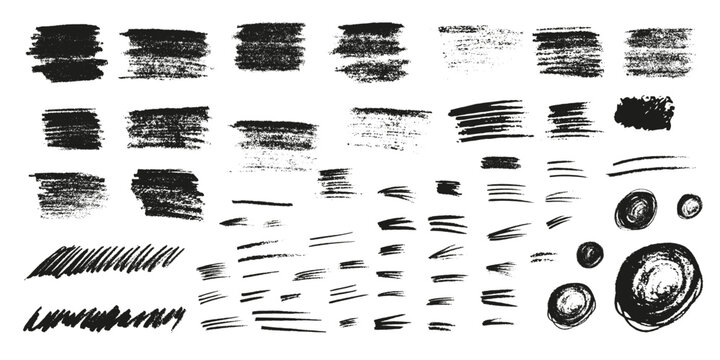 Chalk graphite pencil brush vector set.