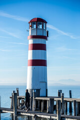 Lighthouse at Lake Neusiedl at sunset, Lighthouse - Lake in Austria