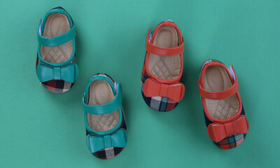 Images of a girl's infant's footwear