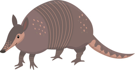 Colorful vector illustration of cute armadillo. Cartoon animal isolated on white background. Illustration for children.