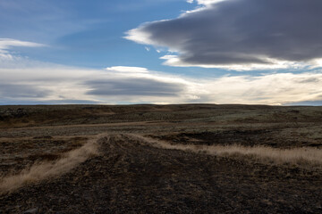 Autumn country and a cloudy sky, Iceland
