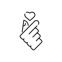 Love sign outline vector icon. Fingertip heart symbol, vector icon