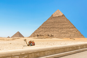 Fototapeta na wymiar A view of the Pyramids Of Chephren and Mycerinus, Giza, Egypt.