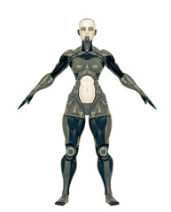 Fototapeta premium super cyborg girl is doing an a pose