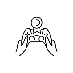 Game winner color line icon. Digital entertainment.