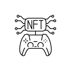 Nft gamefi color line icon. Blockchain technology in digital crypto art.