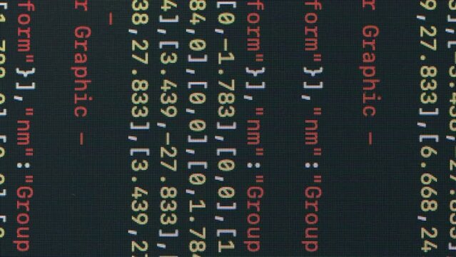 Coding UX UI script text on screen, HTML5 in editor for website development, Close up Macro of Programming code software developer. 