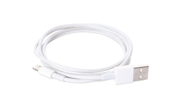 USB cable with lightning connector isolated on white