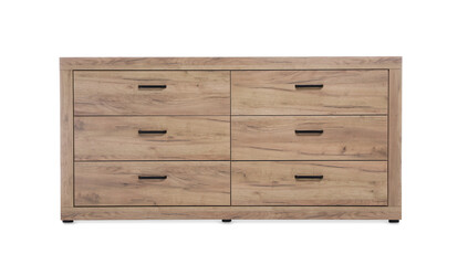 New wooden chest of drawers isolated on white