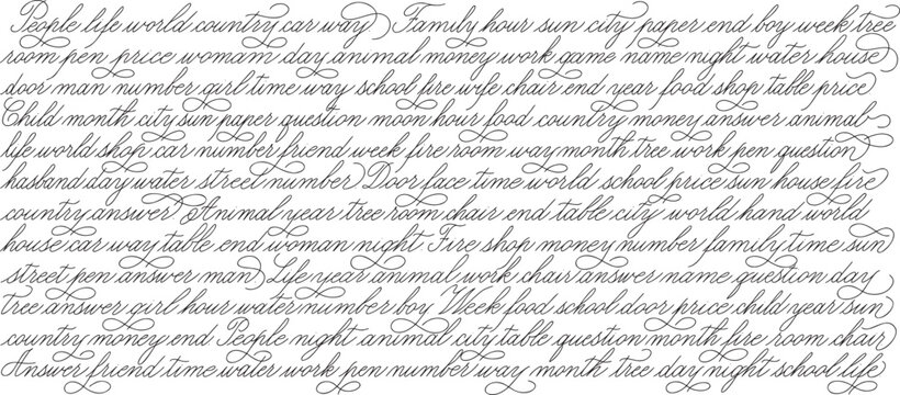 Handwritten text for decoration. Background or pattern with handwritten font. Lorem ipsum - just random words, the text doesn't make sense.