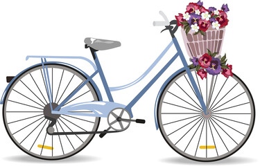 Fototapeta na wymiar blue cycling flowers bike bicycle isolated detoured