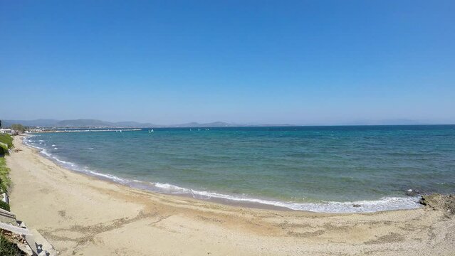 Nea Makri beach is one of the most popular in Attica near Athens, Greece