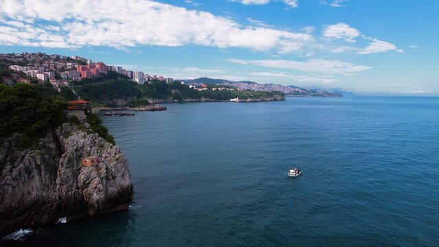 Aerial view of city Zonguldak in Black Sea region of Turkey. 