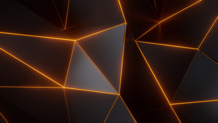 Black abstract background. Abstract background for presentation template. Parametric Low poly triangle. 3d rendering