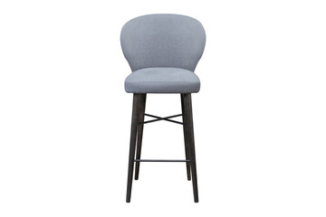 High gray bar stool on a transparent background