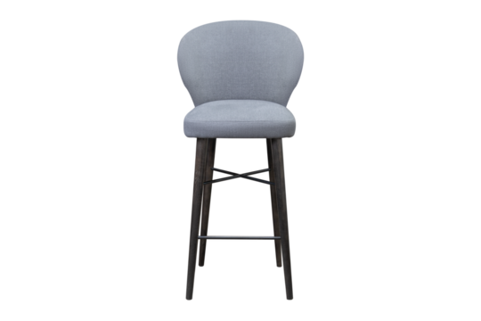 High gray bar stool on a transparent background
