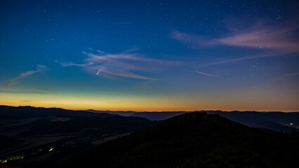 Comet C/2020 F3 (NEOWISE) in the night sky.